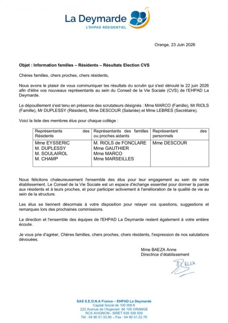 Lundi 22 juin , les élections du CVS