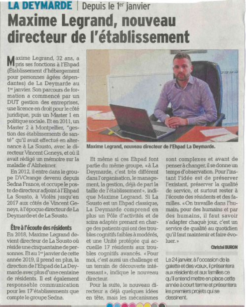 Article nouveau directeur Deymarde